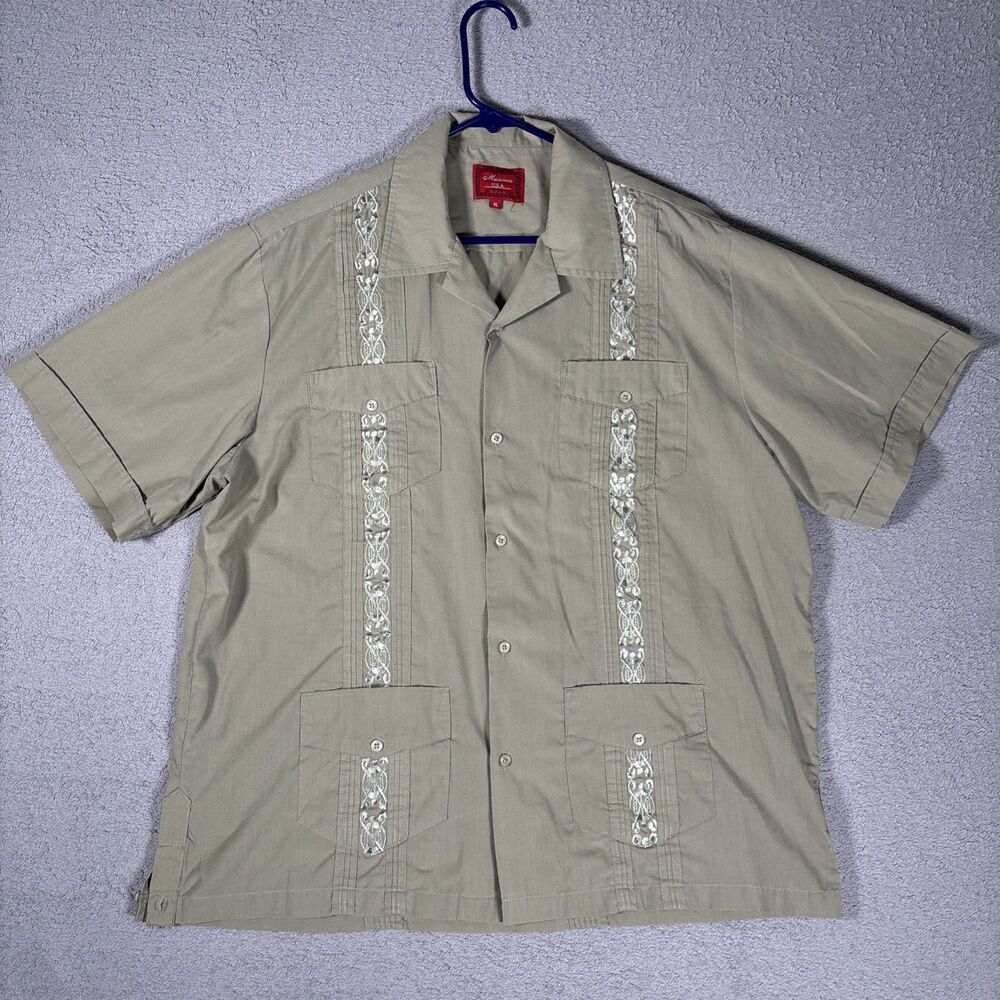 Maximo's U.S.A. Cigar Bowling Shirt Men's Size XL 4 Pocket Olive Retro 50s